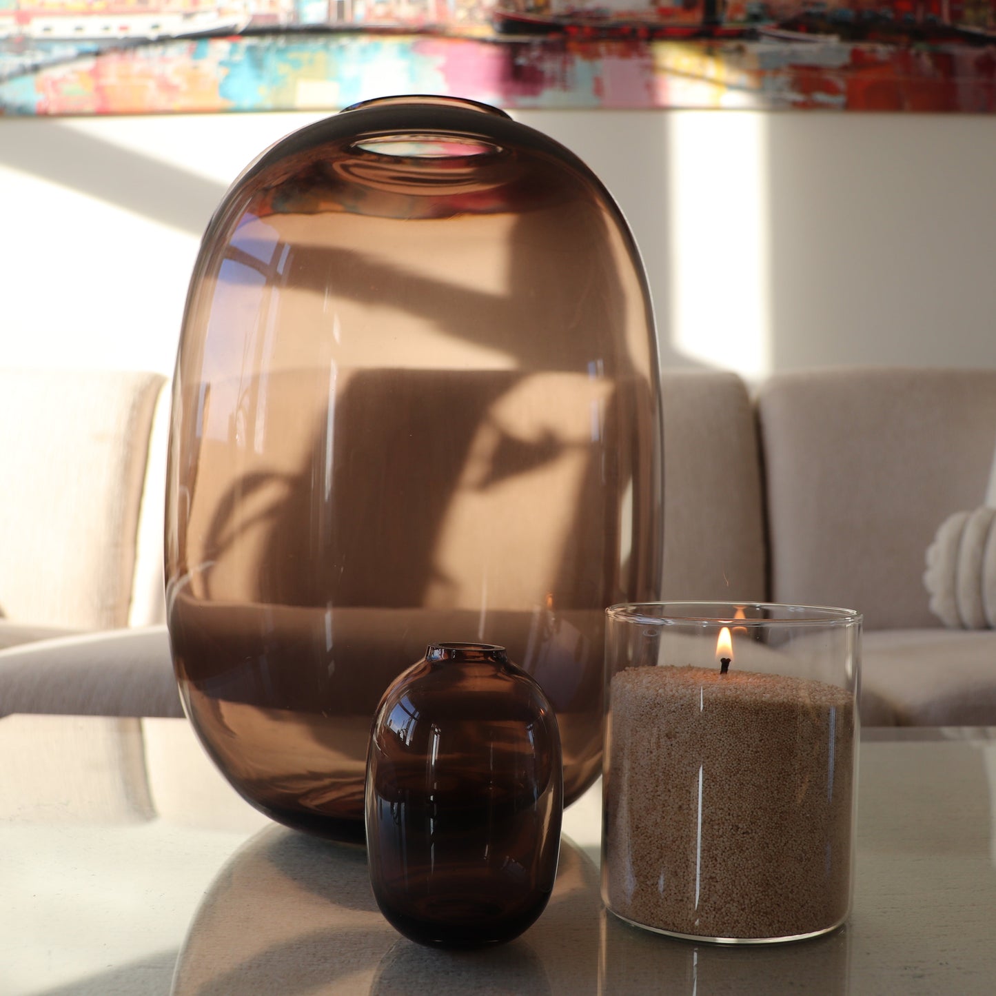 Sandy Soft Candle Pearls + Wicks + Glass Vase