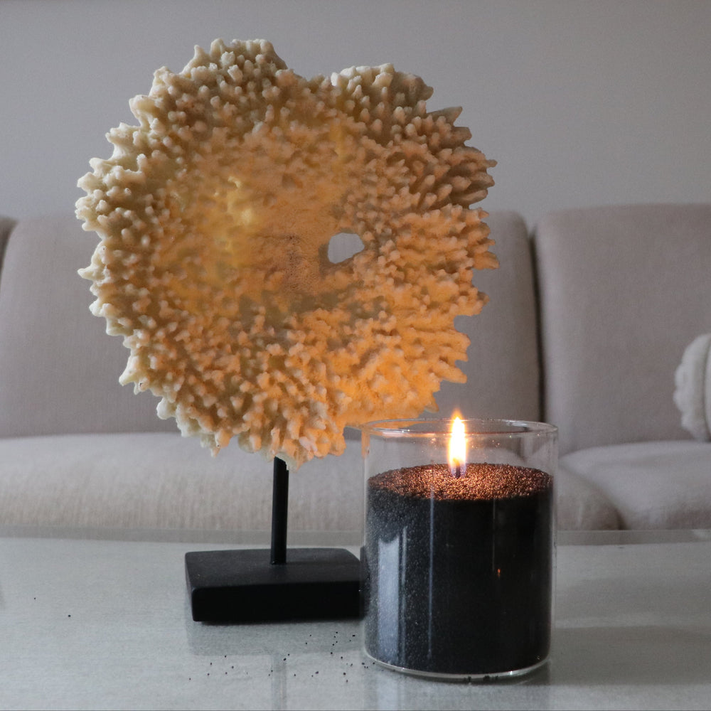 Black Elegance Candle Pearls + Wicks + Glass Vase